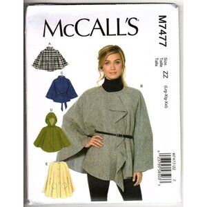 McCall's M7477 Misses L to XXL Sweater Wraps and Ponchos Sewing Pattern